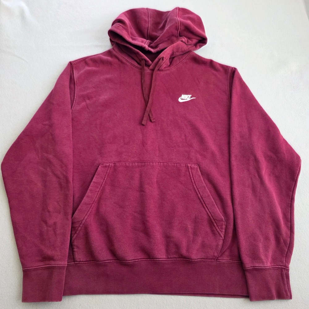 Nike Mens Sportswear Club Fleece Hoodie Maroon Burgundy Pullover Medium